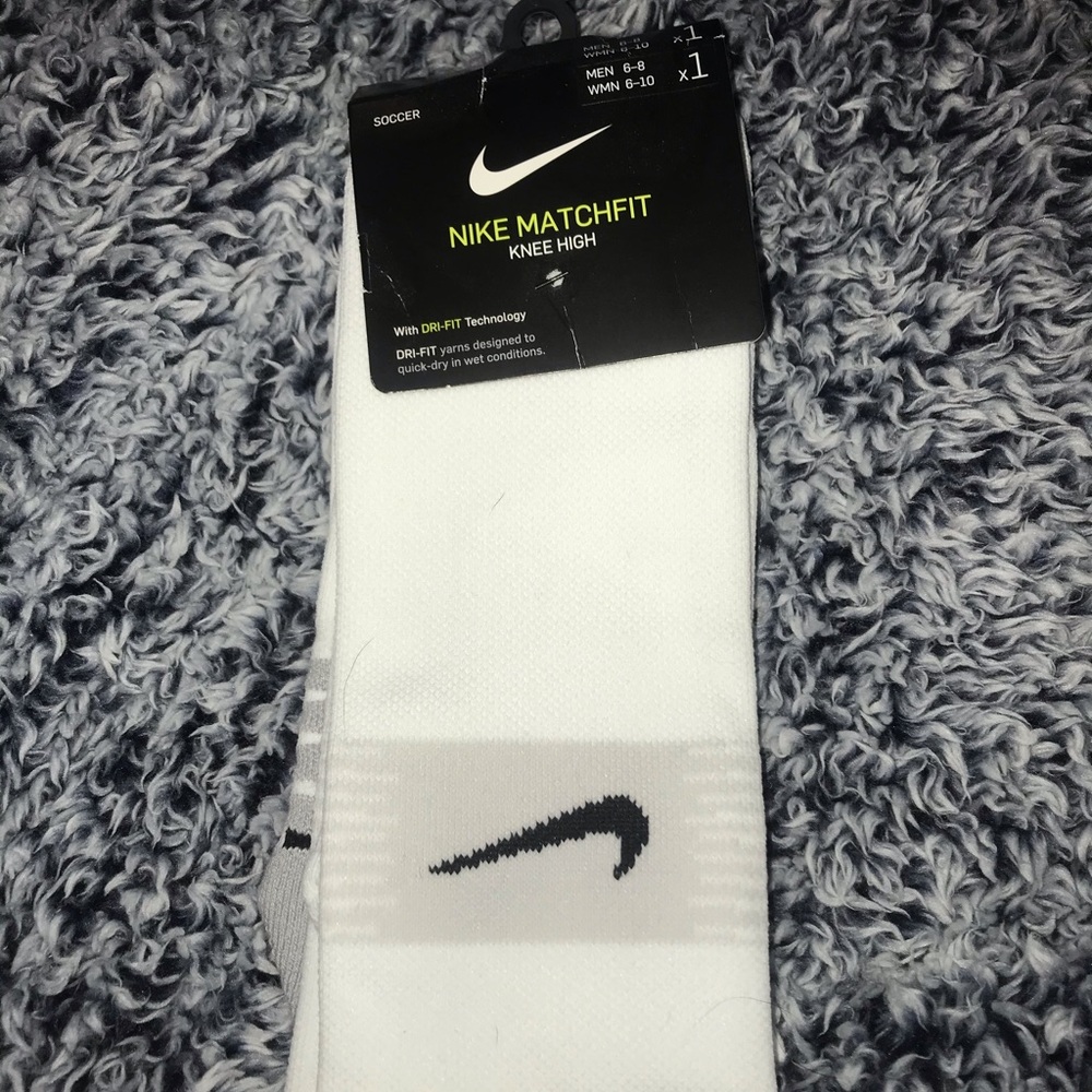 White Nike soccer socks